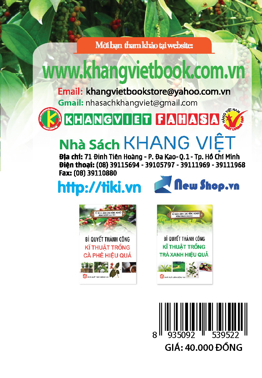 Bìa sau Bí Quyết Thành Công Kĩ Thuật Trồng Tiêu Hiệu Quả